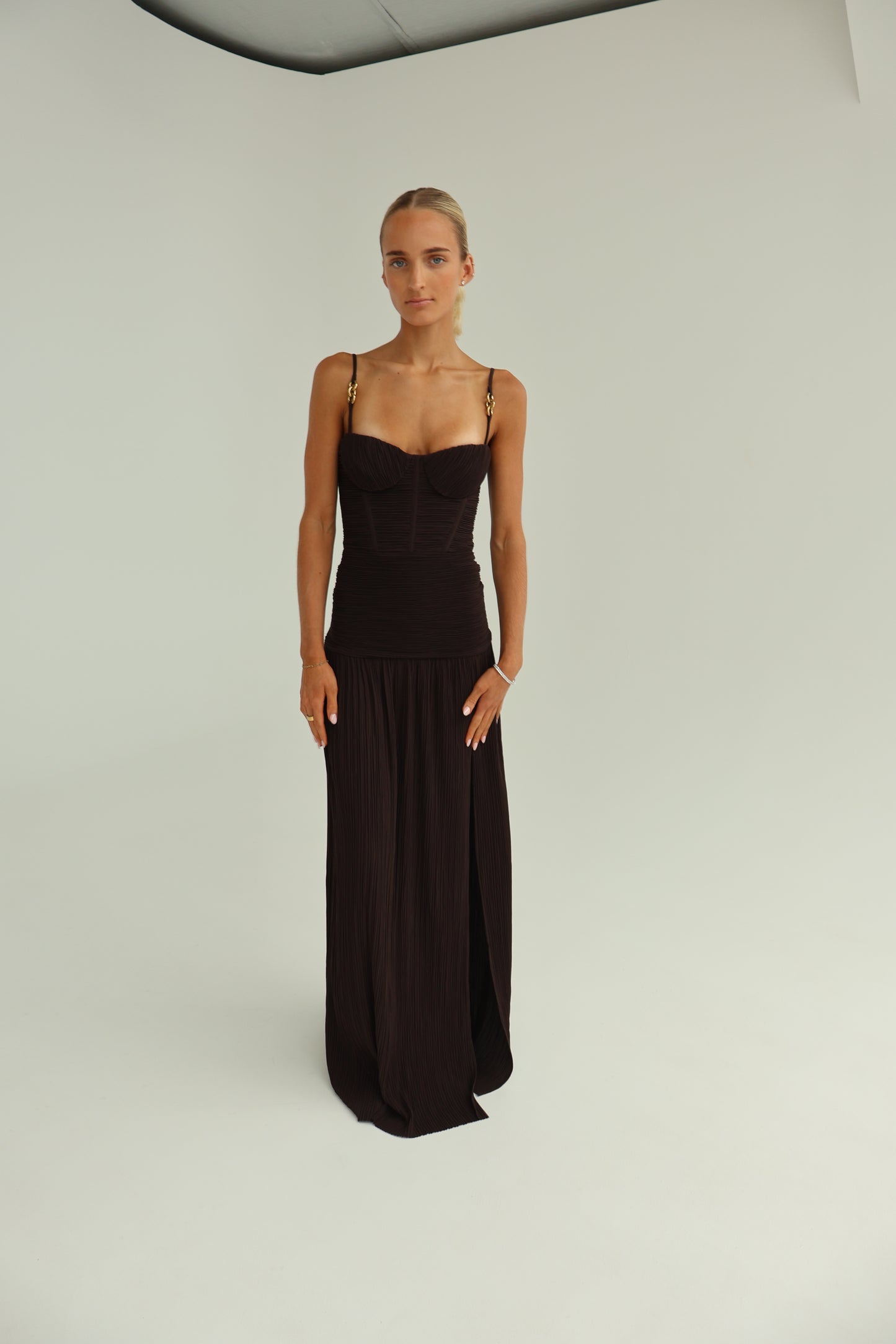 Manning Cartel Double time pleat dress - brown