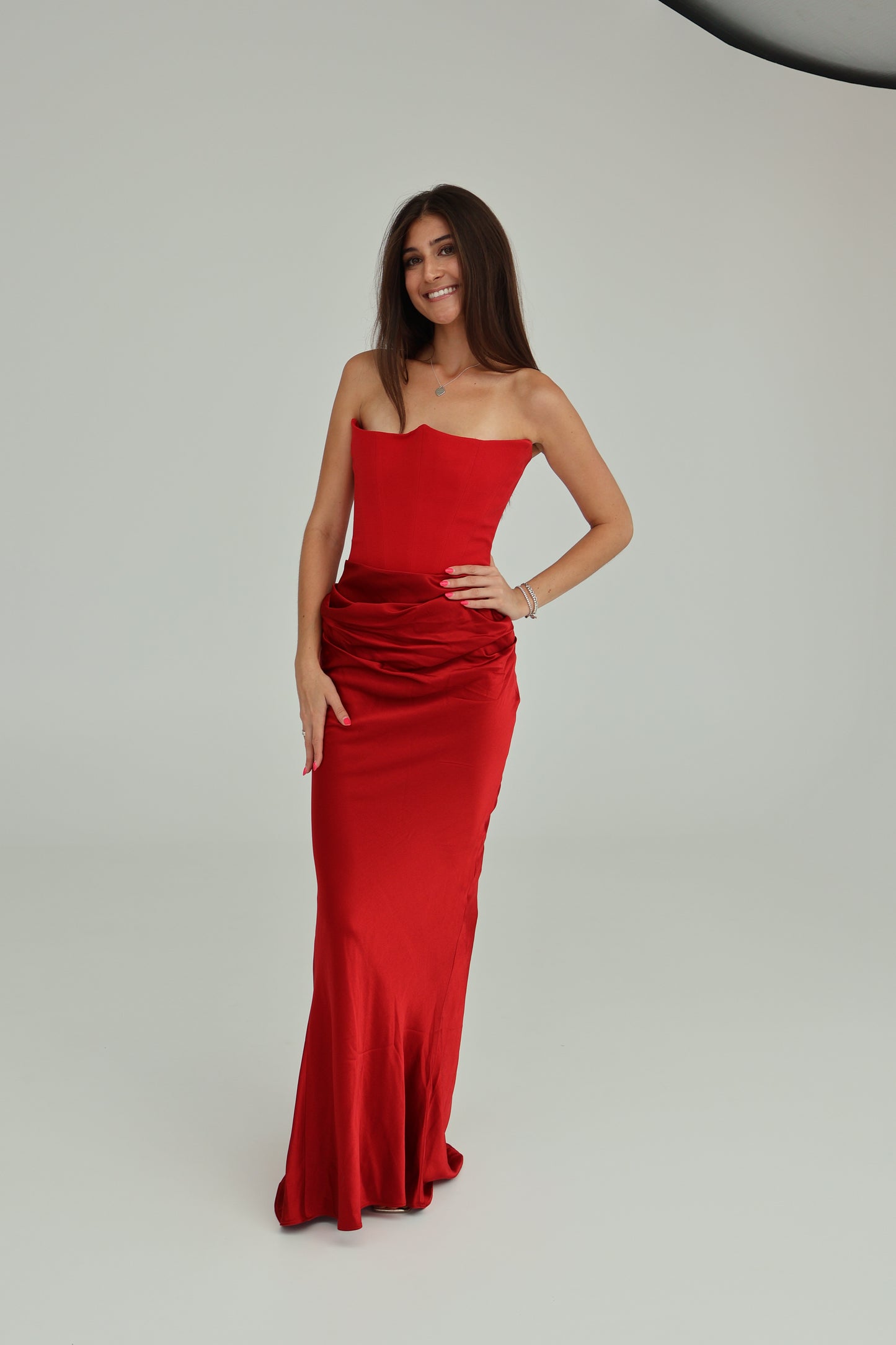 House of CB Persephone Red Strapless Corset Dress