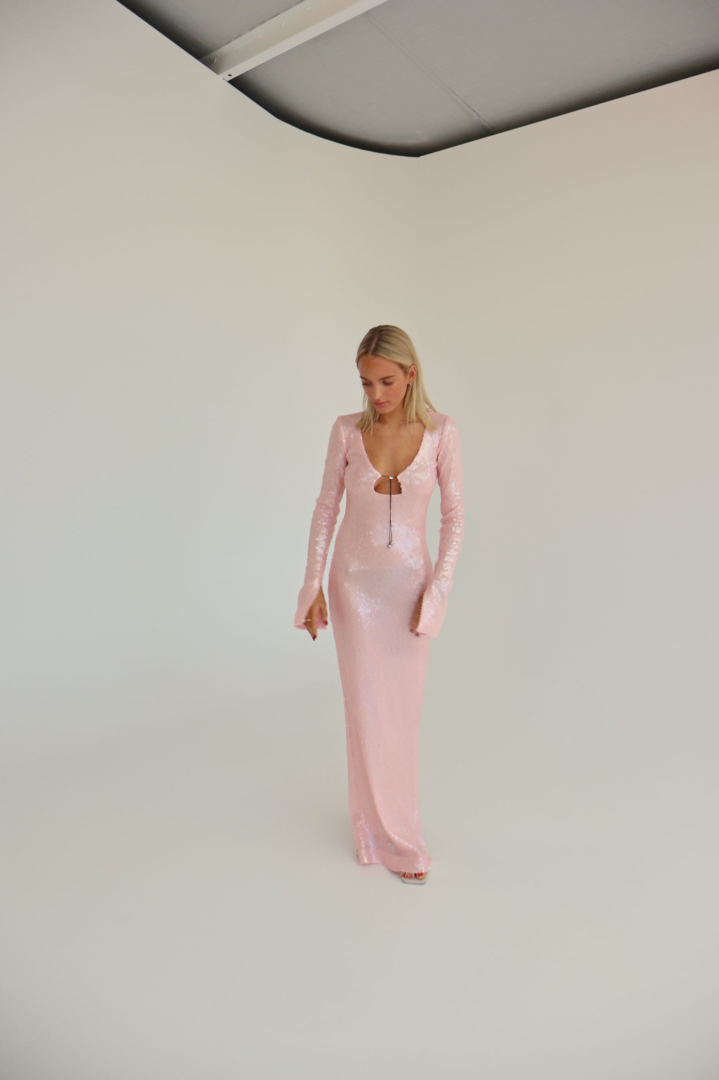 16 Arlington Solaria keyhole-neck sequinned-tulle maxi dress