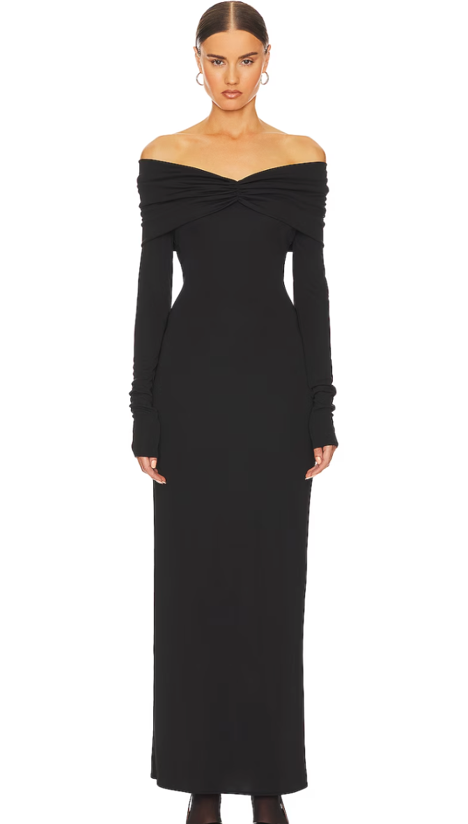 Helsa Matte Jersey Off Shoulder Maxi Dress ABC Dress Hire Helsa Matte Jersey Off Shoulder Maxi Dress ABC Dress Hire