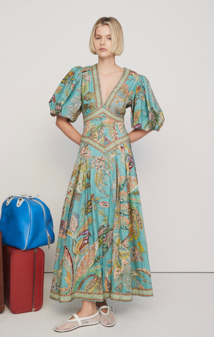 franca midi dress alemais Almais Franca printed linen midi dress ALMAIS