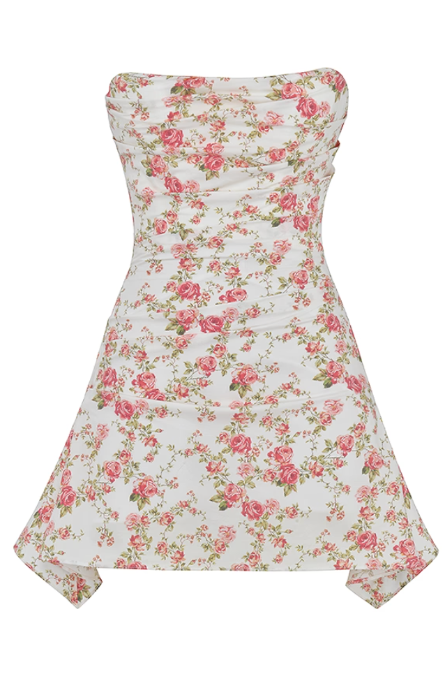 House of CB Jasmine Rose Print Draped Corset Dress