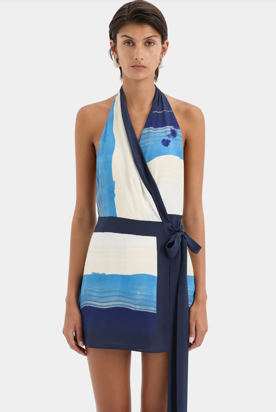 Sir the label Mariner Wrap Halter Mini Dress
