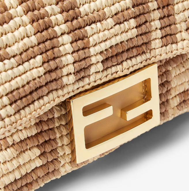 Fendi Baguette Mini Beige FF crochet raffia bag