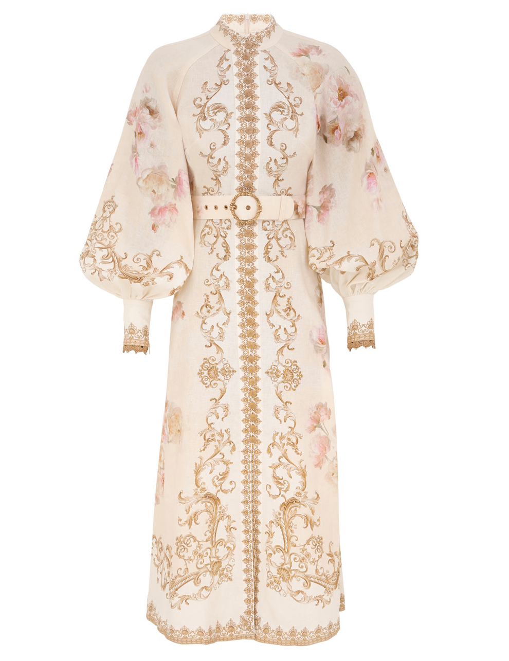 Zimmermann Hypnotic Buttoned Midi Dress - Cream Peony Size 0, 1 & 2