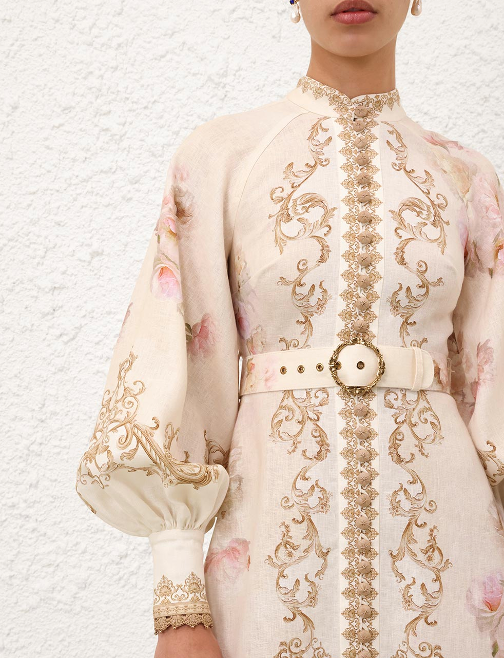 Zimmermann Hypnotic Buttoned Midi Dress - Cream Peony Size 0, 1 & 2