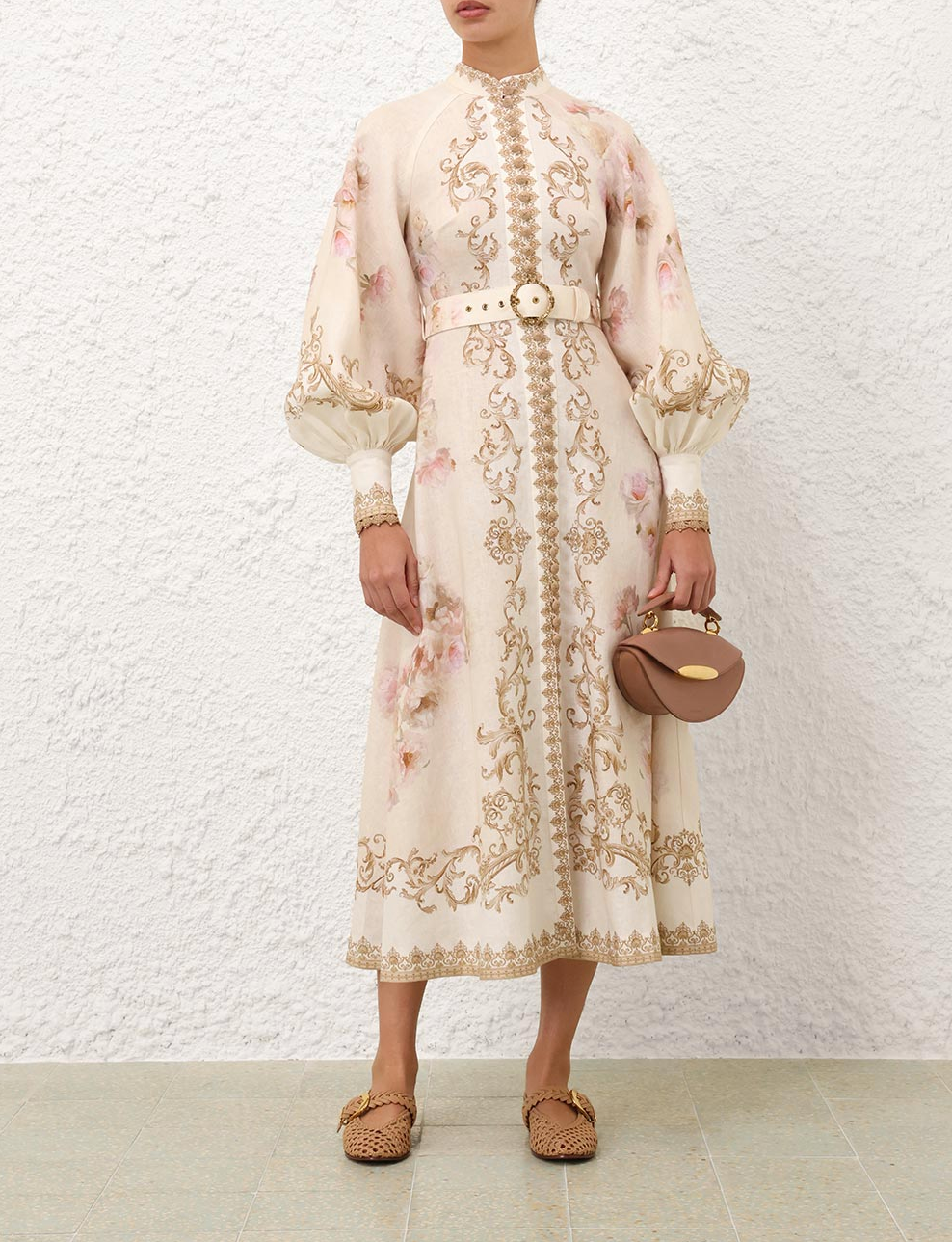 Zimmermann Hypnotic Buttoned Midi Dress - Cream Peony Size 0, 1 & 2
