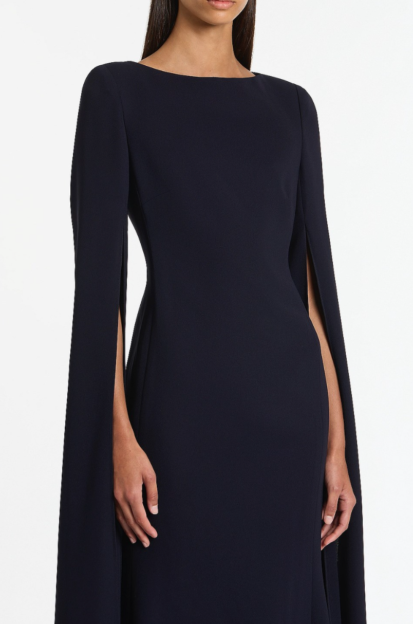 Carla Zampatti Navy Crepe Celebration Sleeve Gown