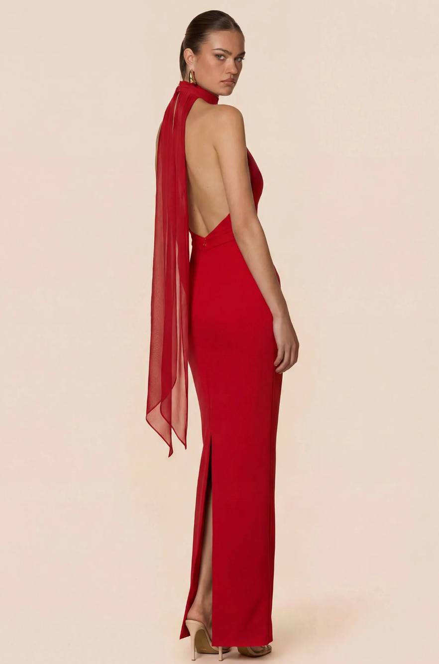 Nookie The Martini Halter Gown - Red