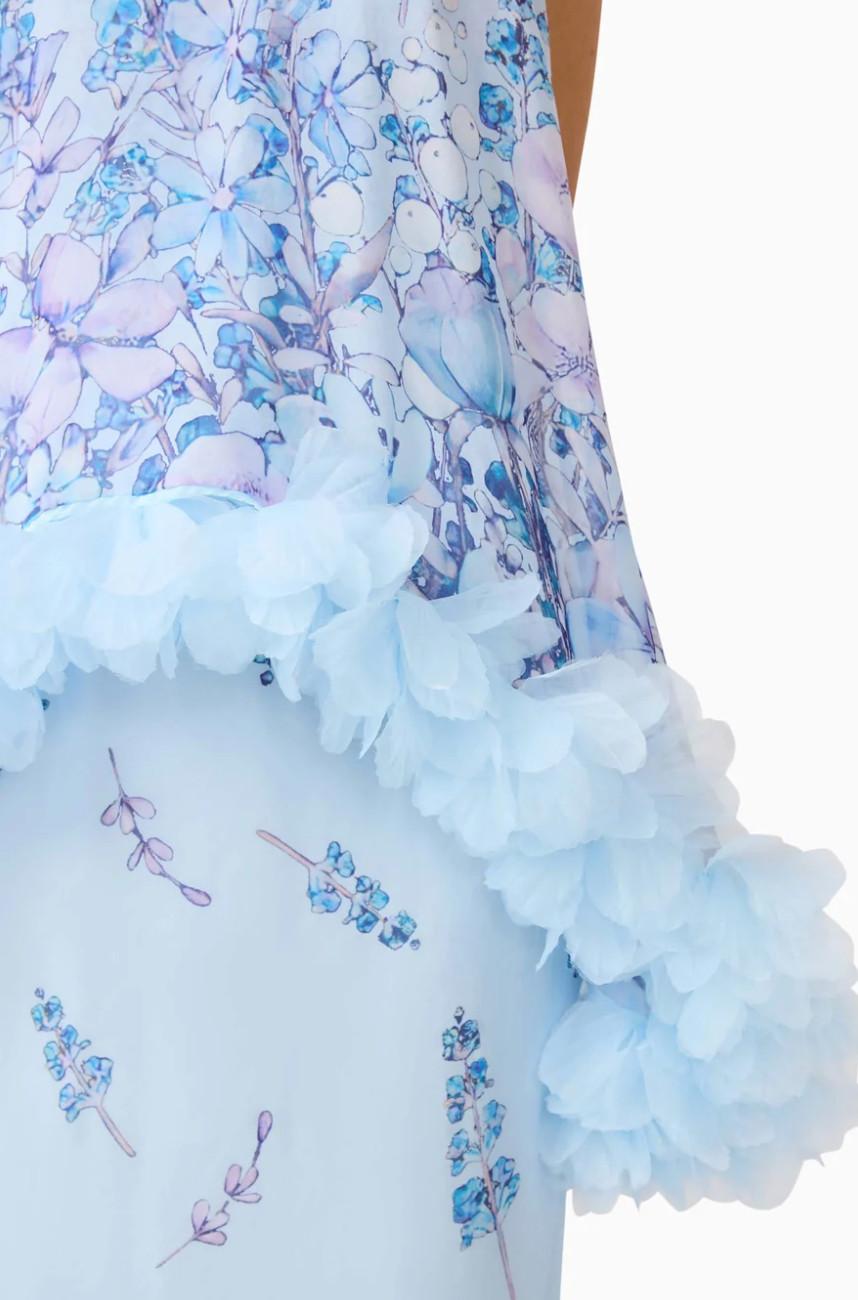 Elliatt Tulsia Floral Cape Maxi Dress in Light Blue