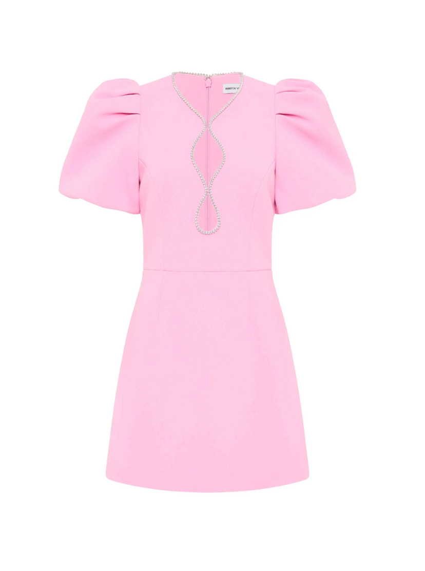 Rebecca Vallance Karina puff sleeve mini pink