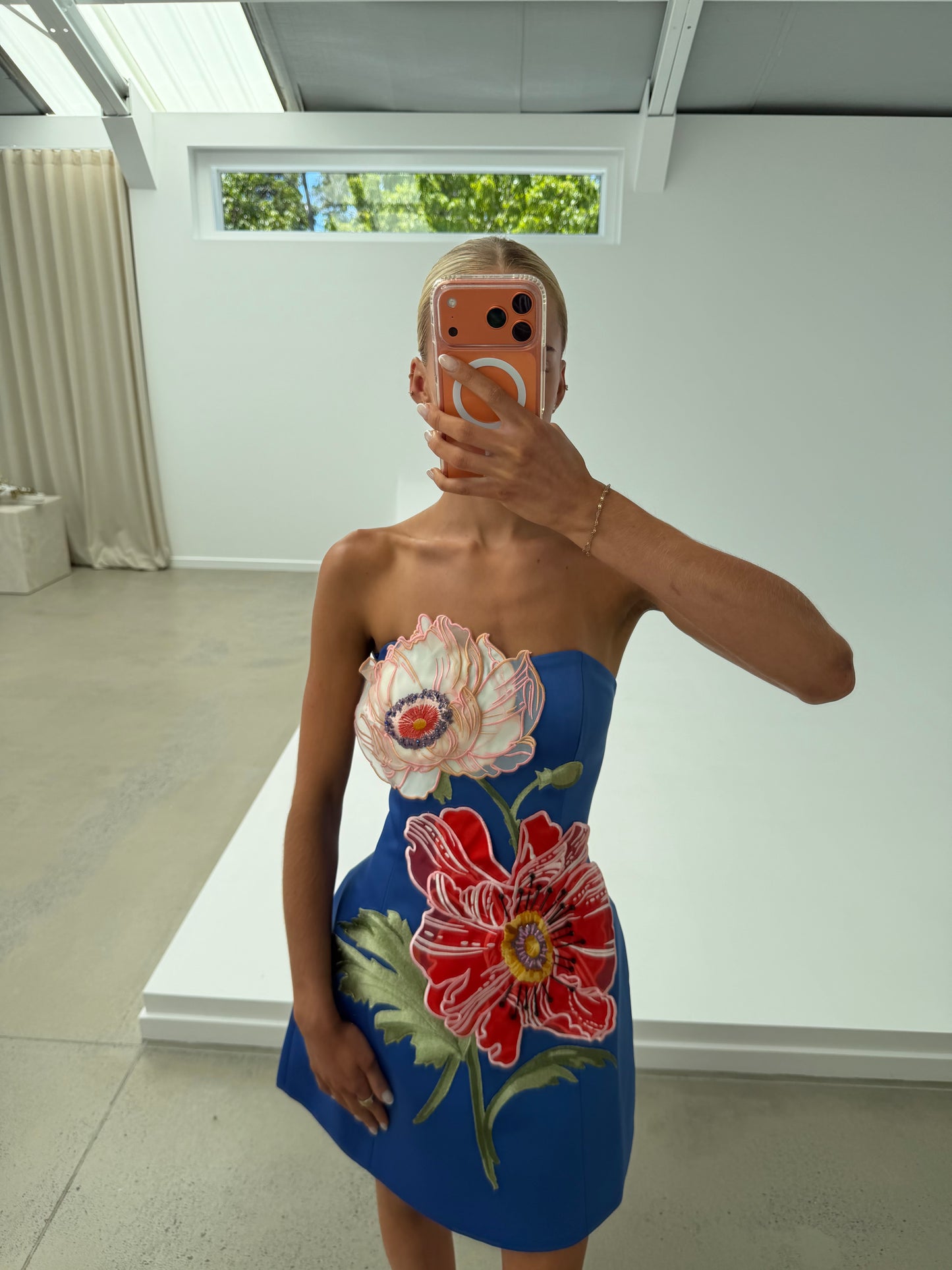Leo Lin Rosario Applique Floral Bustier Mini Dress