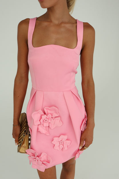 Leo Lin Piper Floral Appliqué Bell Shape Mini Dress