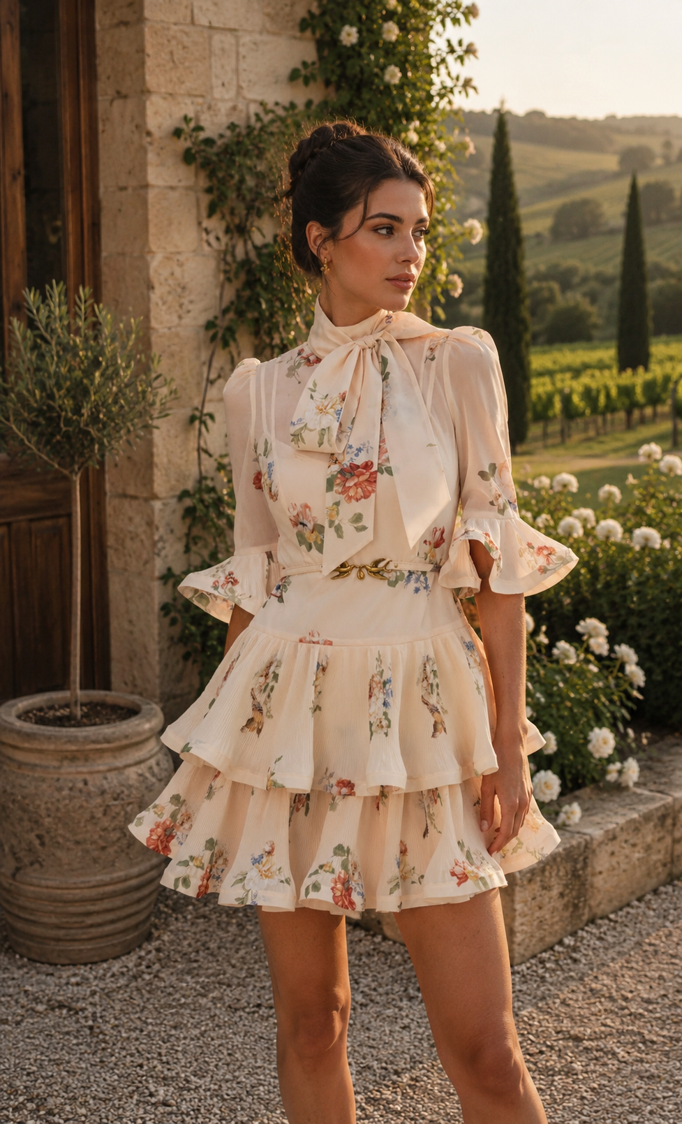 Zimmermann Pleated Sleeved Mini Dress