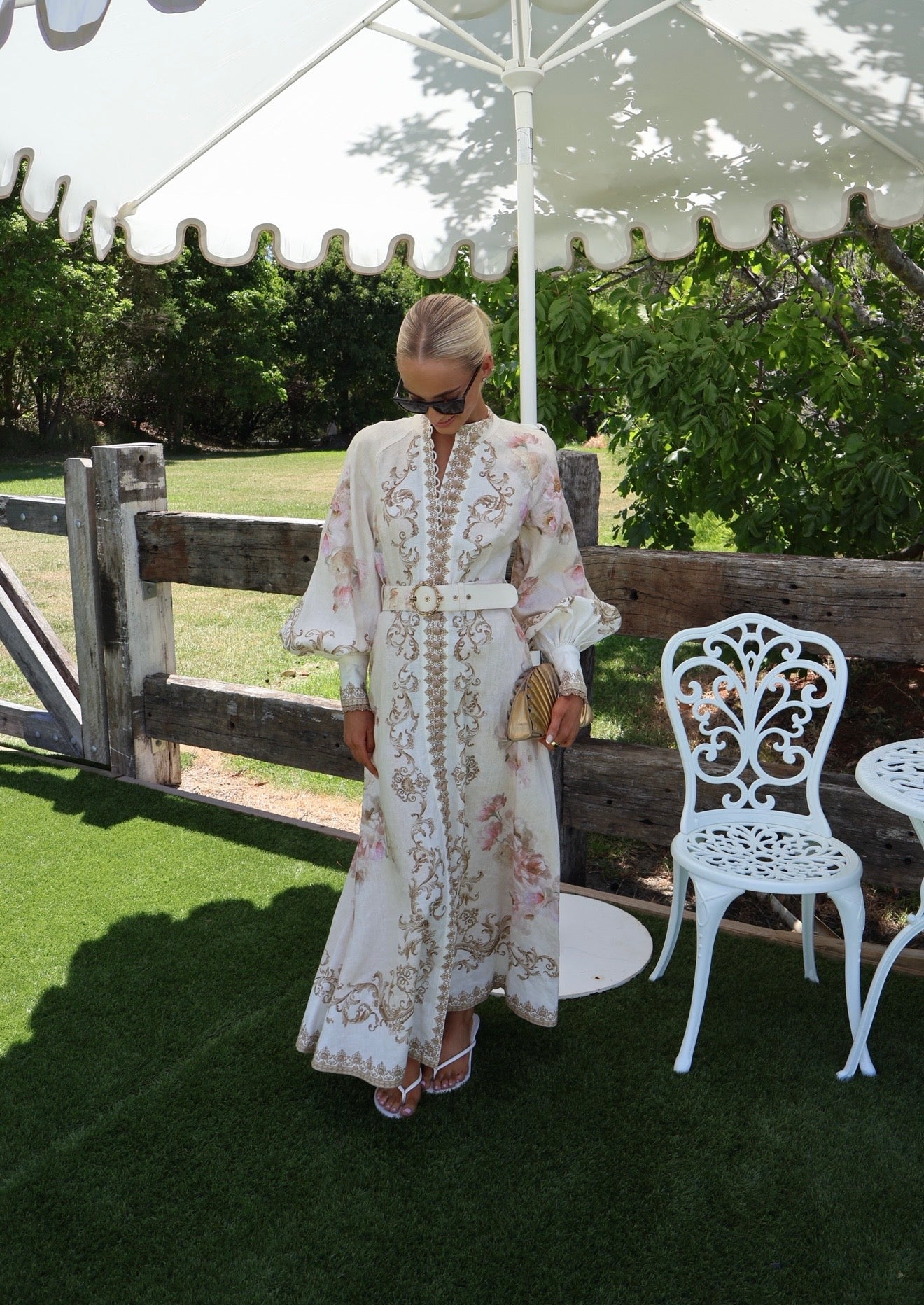 Zimmermann Hypnotic Buttoned Midi Dress - Cream Peony Size 0, 1 & 2