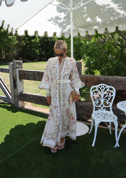 Zimmermann Hypnotic Buttoned Midi Dress - Cream Peony Size 0, 1 & 2