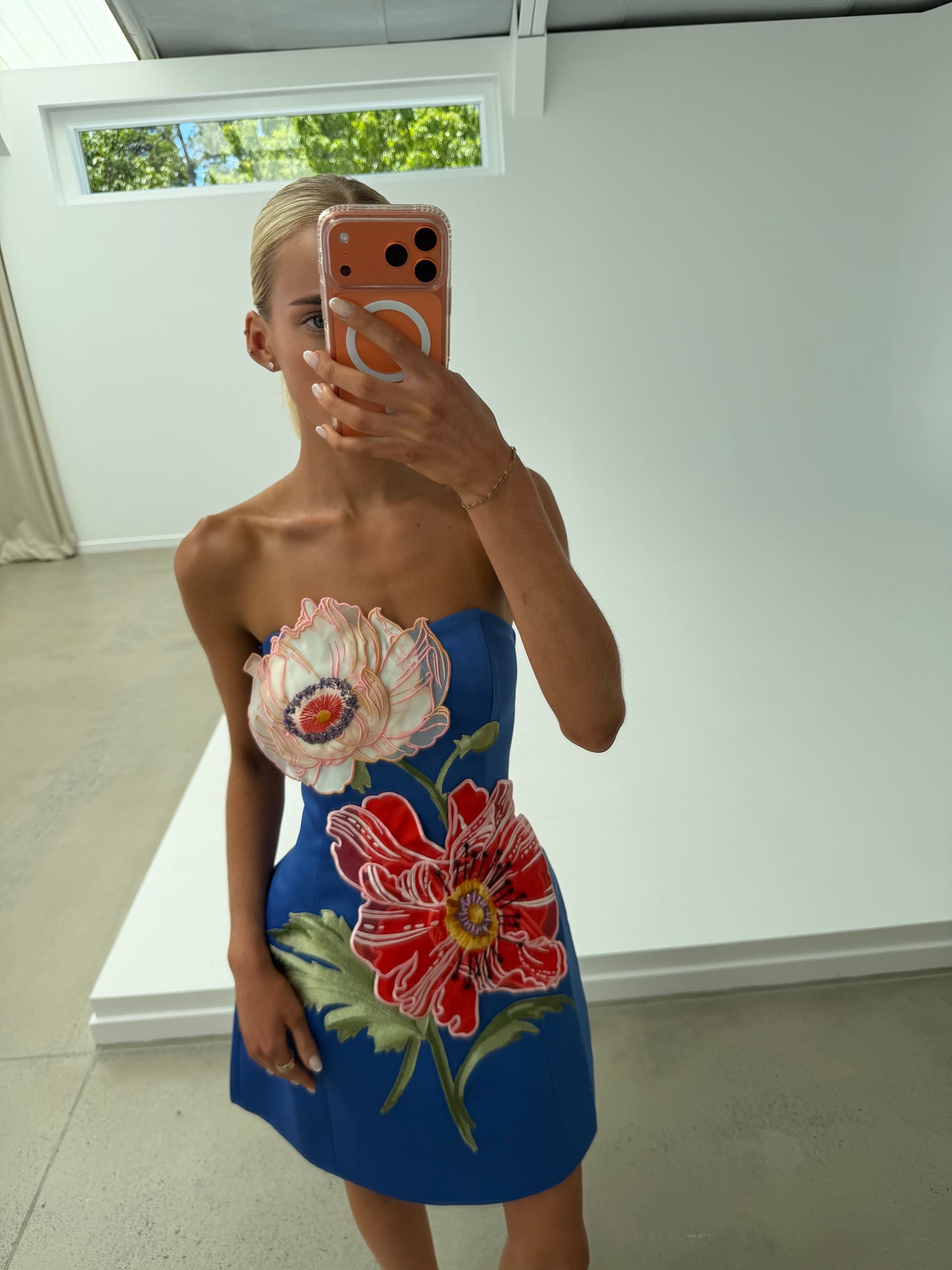 Leo Lin Rosario Applique Floral Bustier Mini Dress