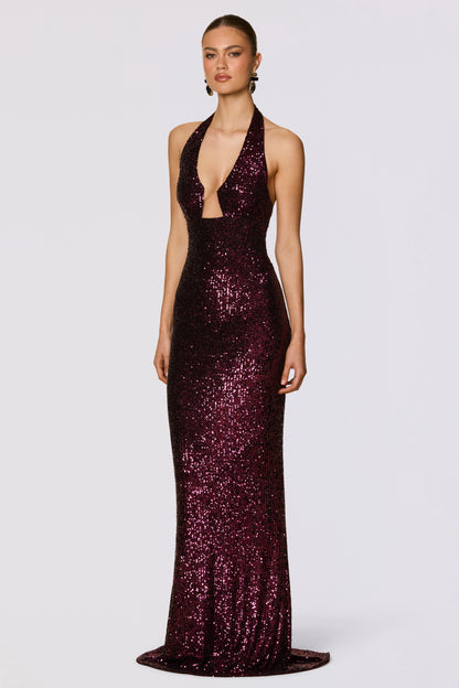 Nookie Diva Plunge Gown In Boysenberry