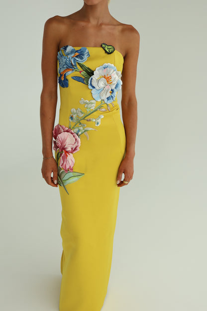 Leo Lin Rayna Appliqué Floral Bustier Maxi Dress
