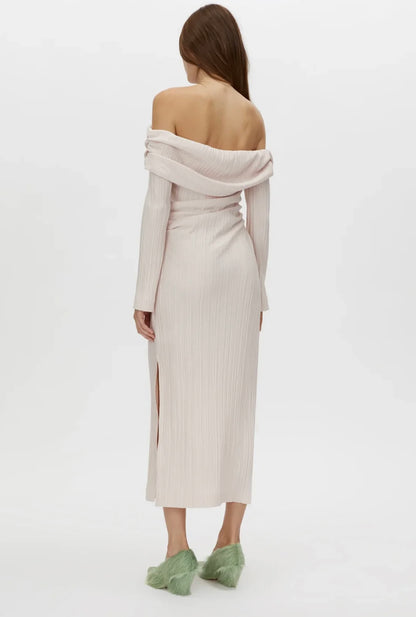 Camilla and Marc Shaw Off Shoulder Dress in Ice Pink