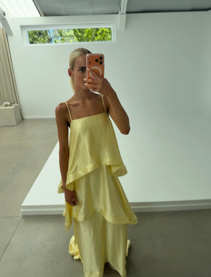 Elliatt Tilly Tiered Maxi Dress in Butter Yellow