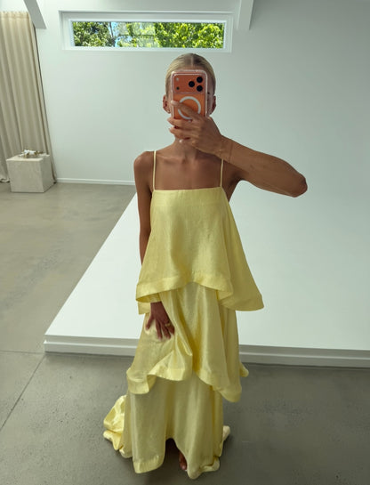 Elliatt Tilly Tiered Maxi Dress in Butter Yellow