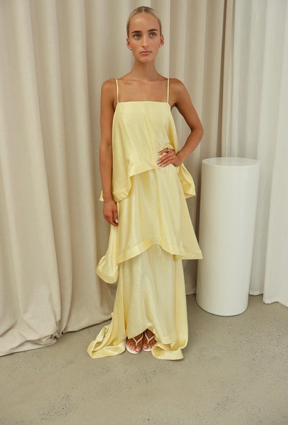 Elliatt Tilly Tiered Maxi Dress in Butter Yellow