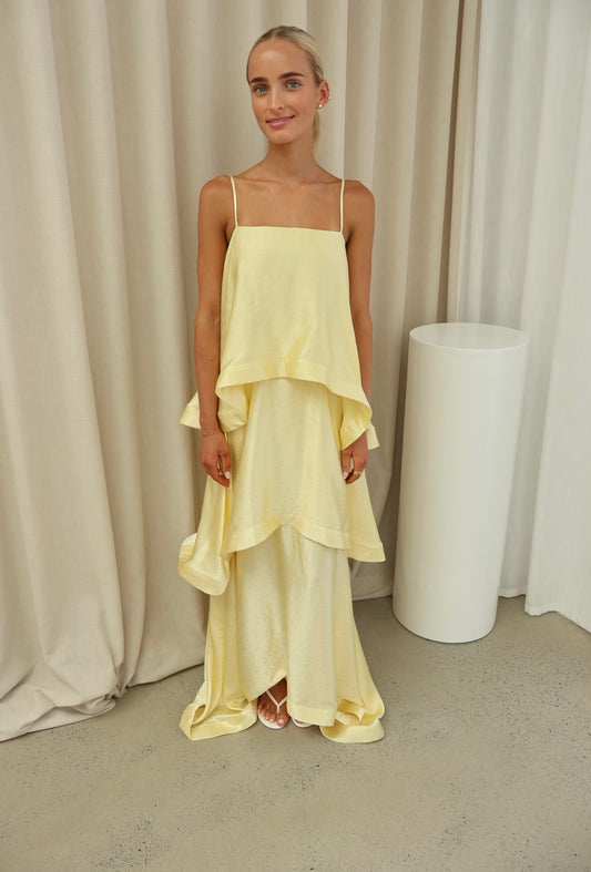 Elliatt Tilly Tiered Maxi Dress in Butter Yellow