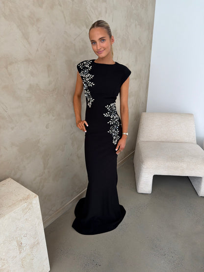 Elliatt Veda Embellished Gown in Black