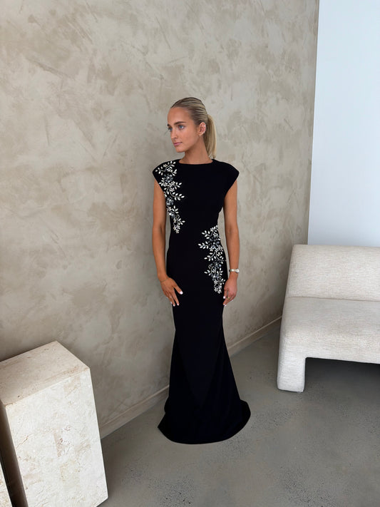 Elliatt Veda Embellished Gown in Black