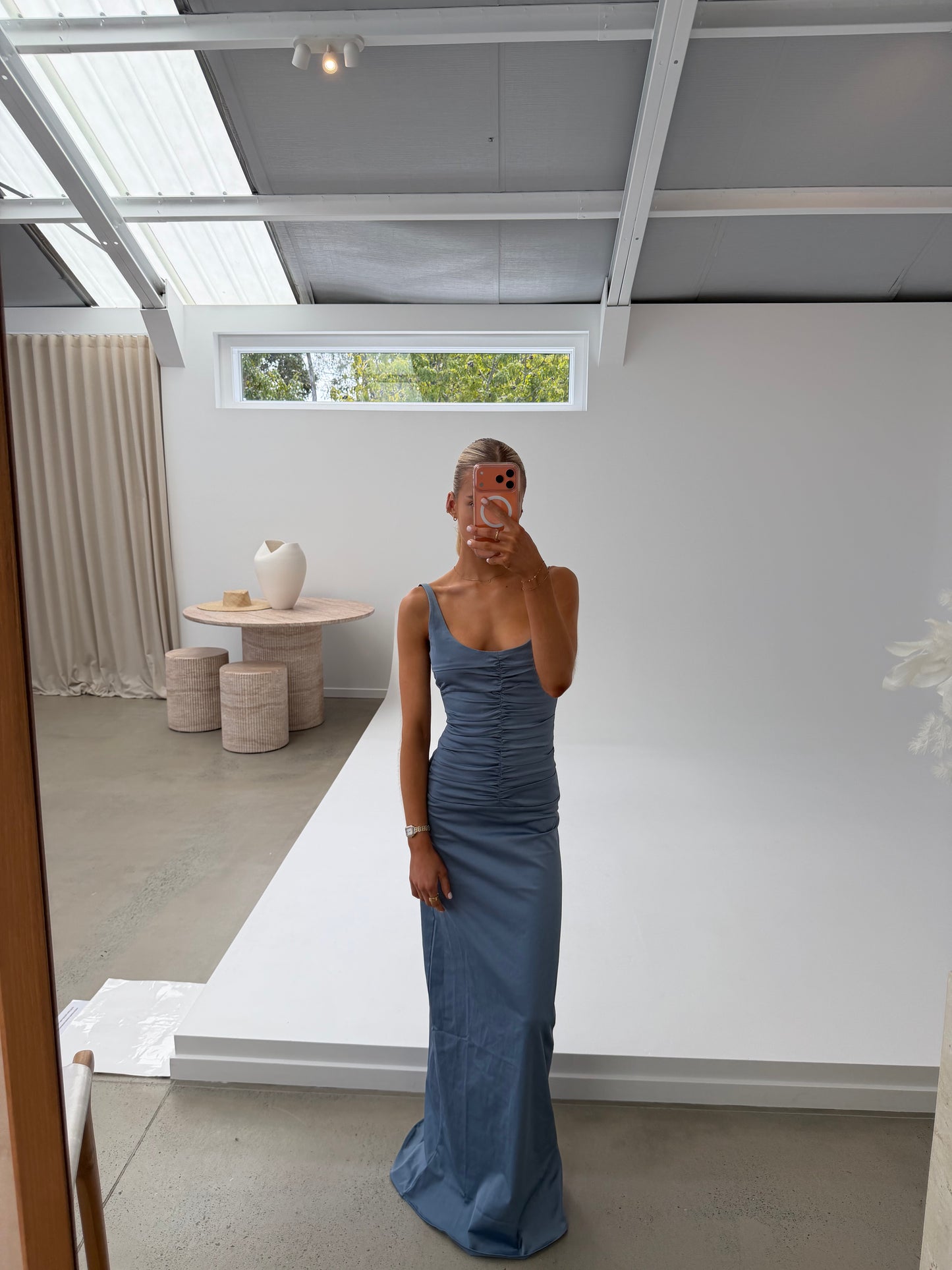 Ance Gria Atlein Gown in Vintage Blue