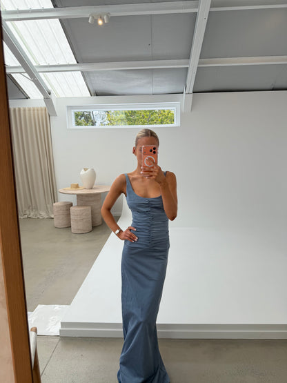 Ance Gria Atlein Gown in Vintage Blue