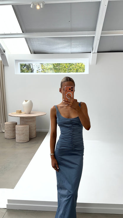 Ance Gria Atlein Gown in Vintage Blue