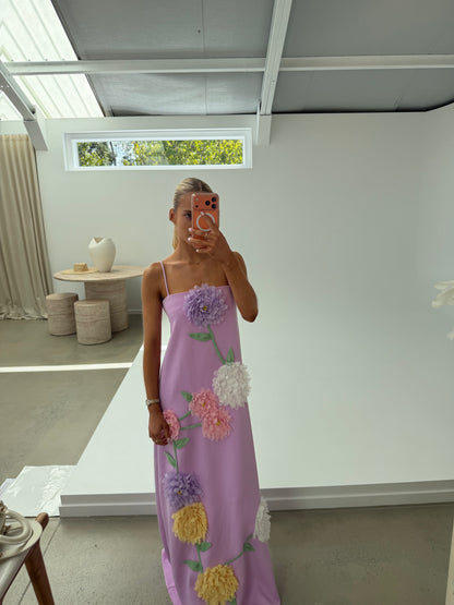 Elliatt Buttercup Embroidered Maxi Dress in Purple