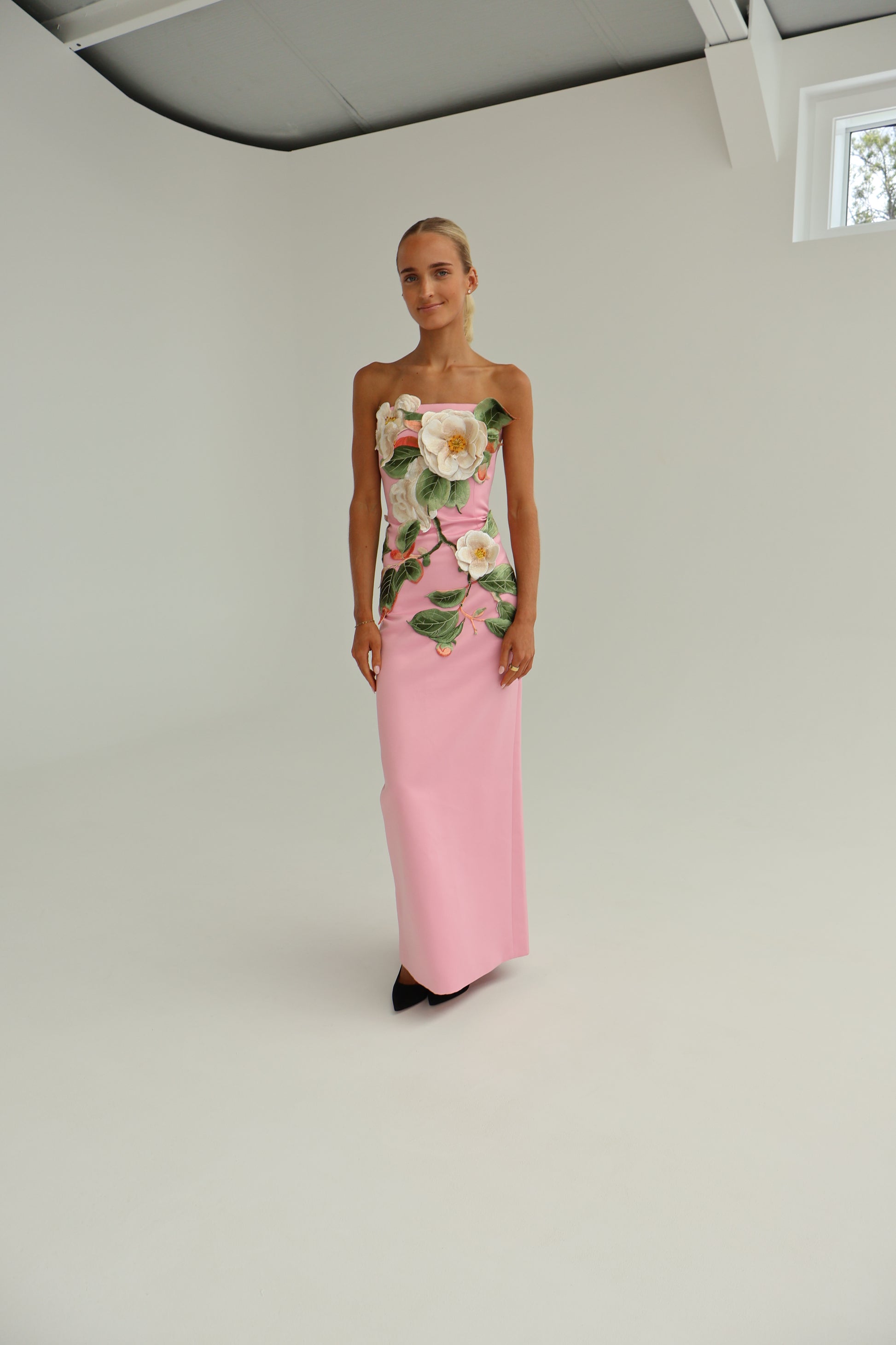 Leo Lin Rayna Appliqué Floral Bustier Maxi Dress