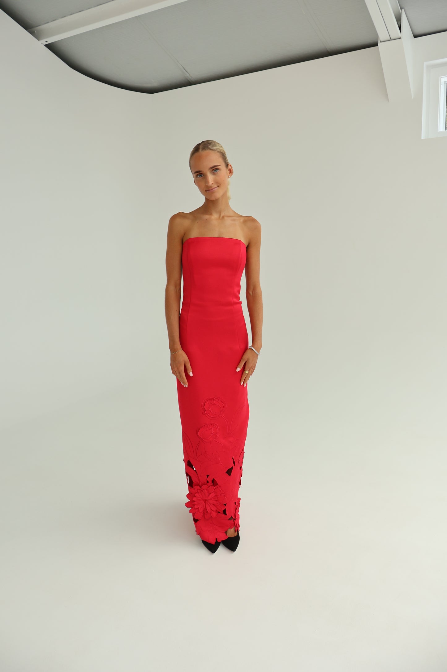 leo lin Rayna Applique Bustier Maxi Dress - Rosa