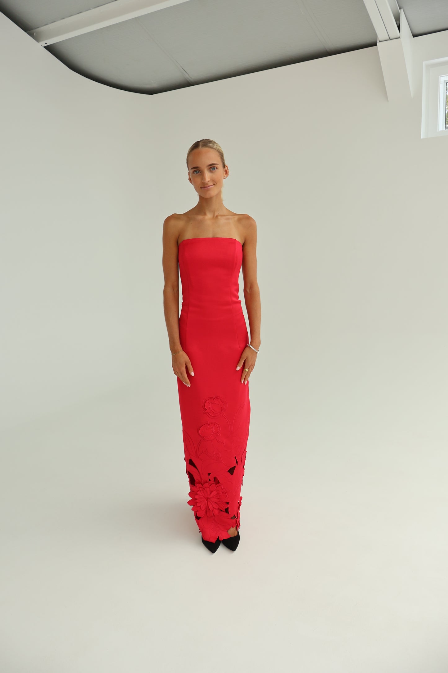 leo lin Rayna Applique Bustier Maxi Dress - Rosa