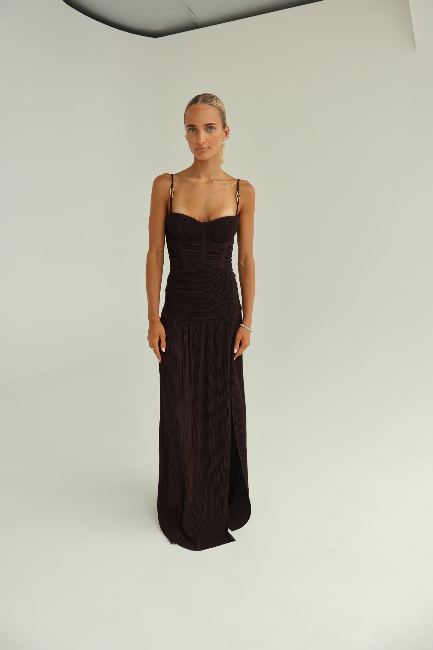 Manning Cartel Double time pleat dress - brown