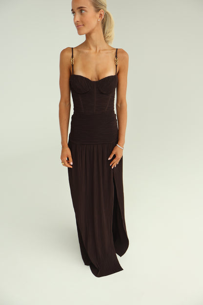 Manning Cartel Double time pleat dress - brown