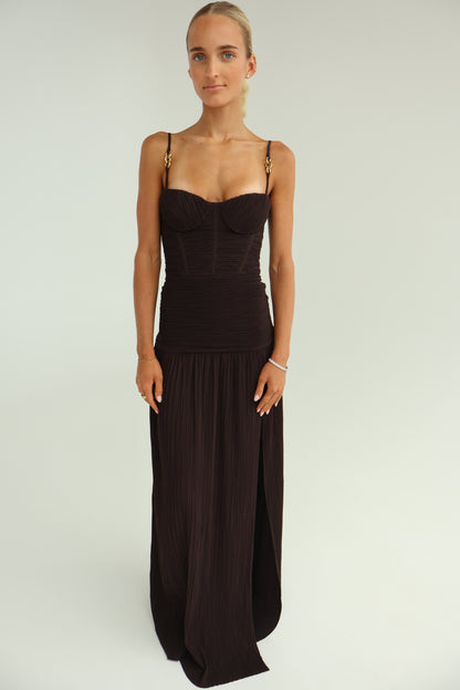 Manning Cartel Double time pleat dress - brown