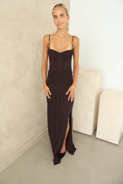 Manning Cartel Double time pleat dress - brown