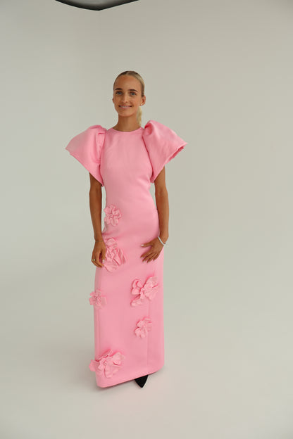 Leo Lin Lucinda Floral Appliqué Maxi Dress