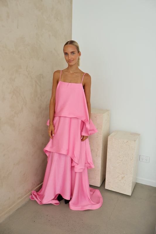 Elliatt Tilly Tiered Maxi Dress in Pink