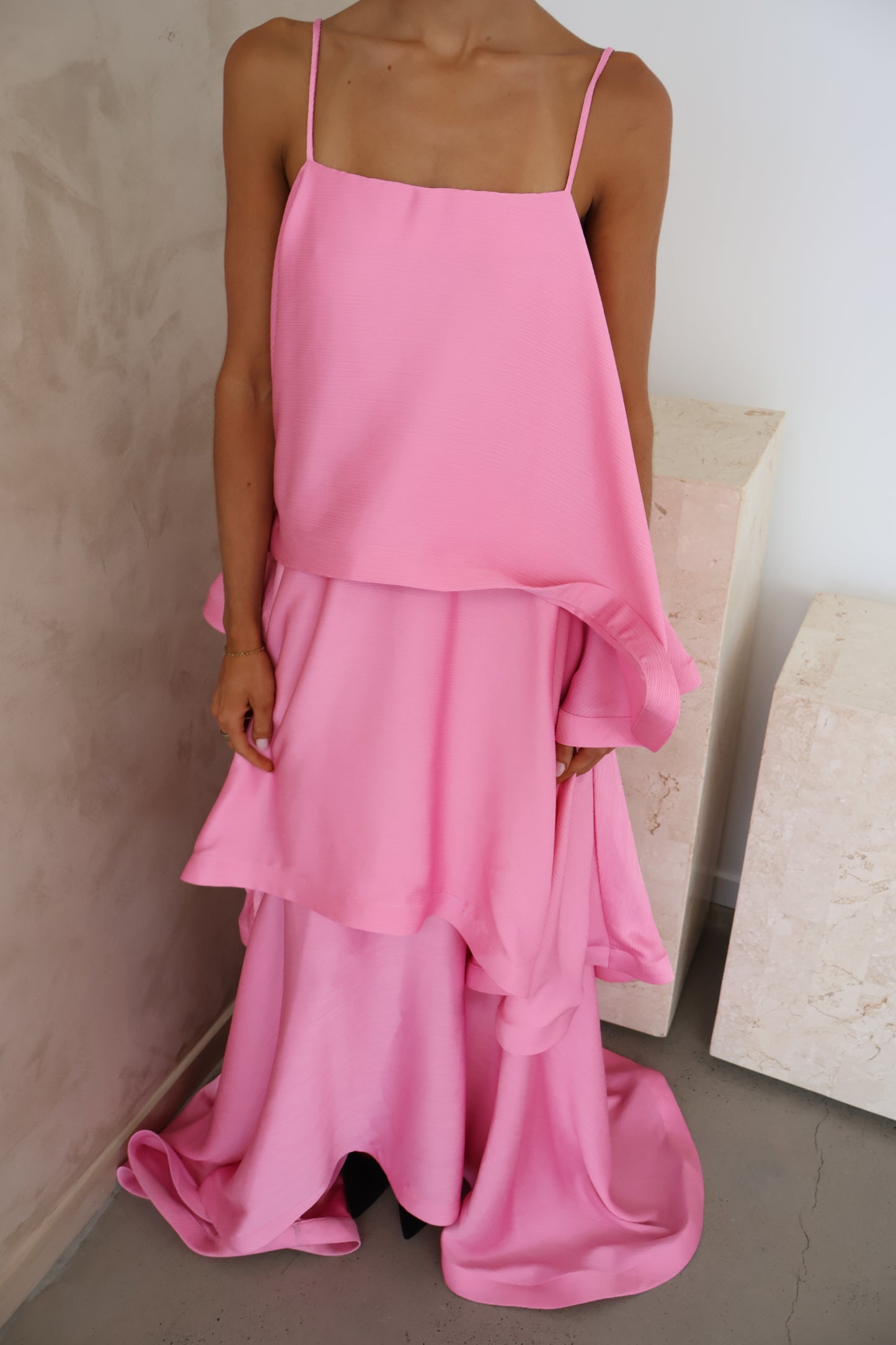 Elliatt Tilly Tiered Maxi Dress in Pink