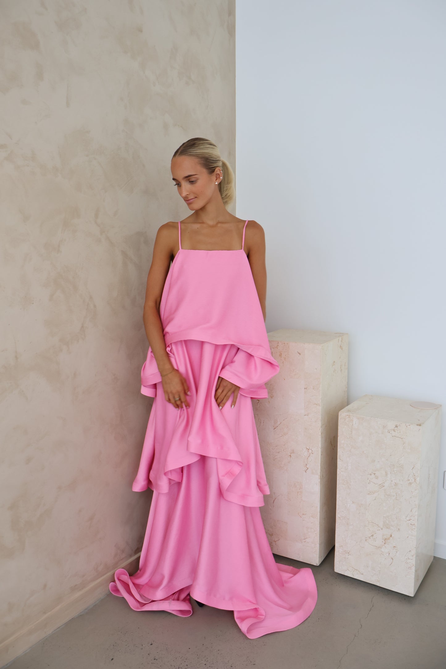 Elliatt Tilly Tiered Maxi Dress in Pink