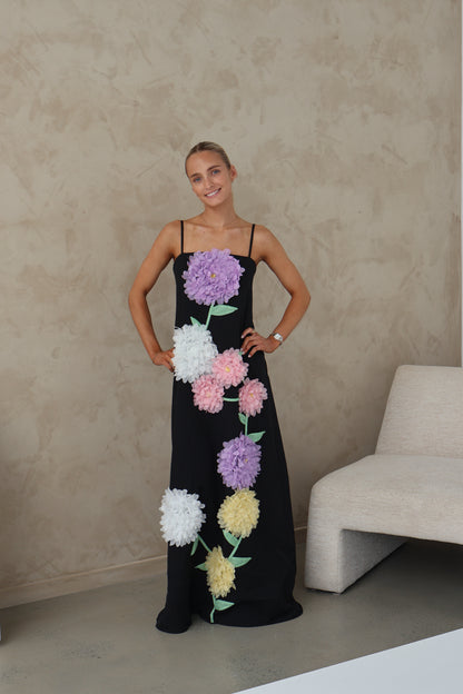 Elliatt Buttercup Embroidered Maxi Dress in Black