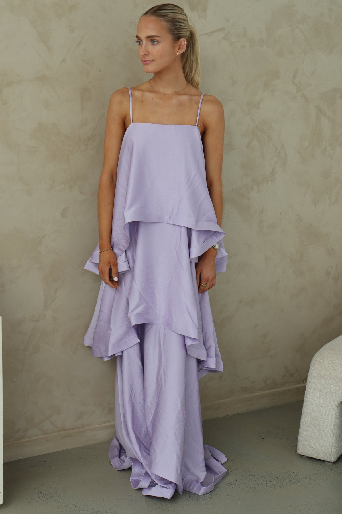 Elliatt Tilly Tiered Maxi Dress in Purple