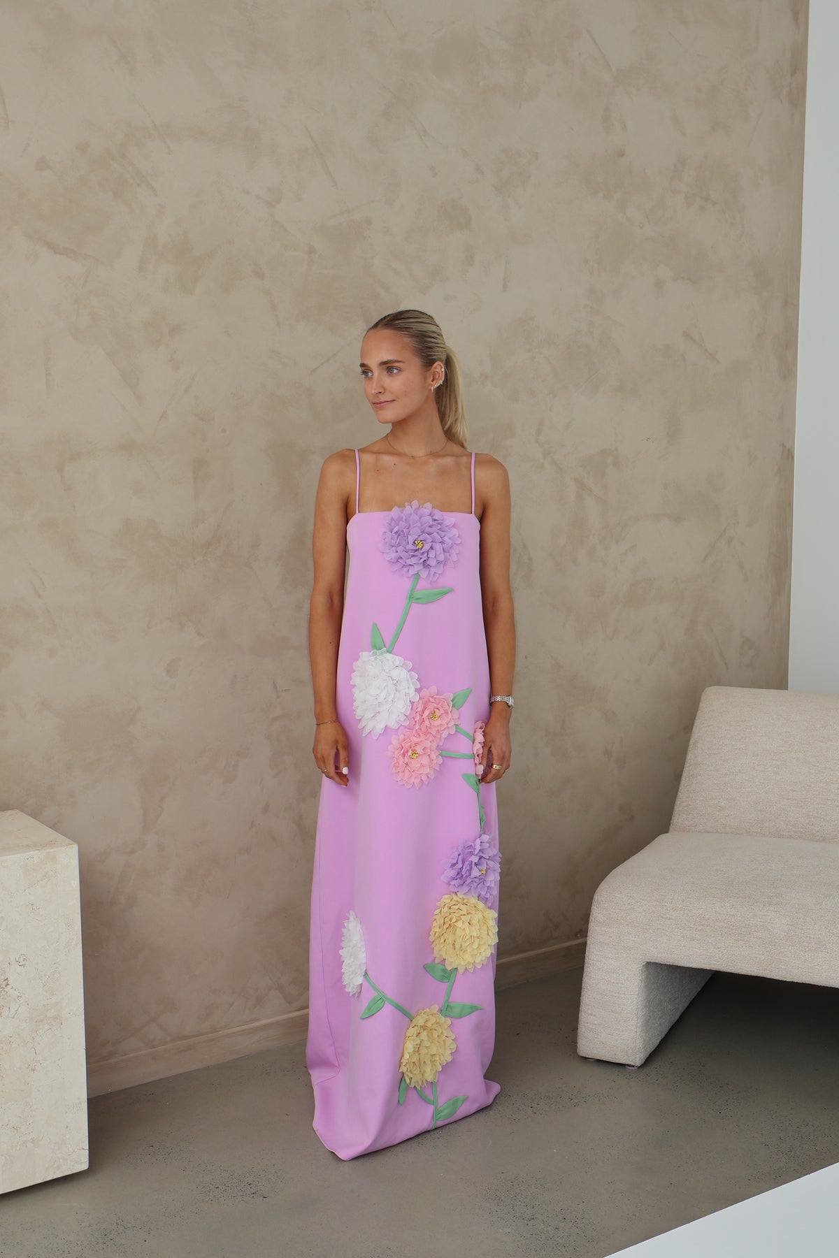 Elliatt Buttercup Embroidered Maxi Dress in Purple