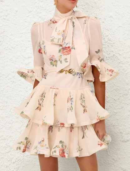 Zimmermann Pleated Sleeved Mini Dress