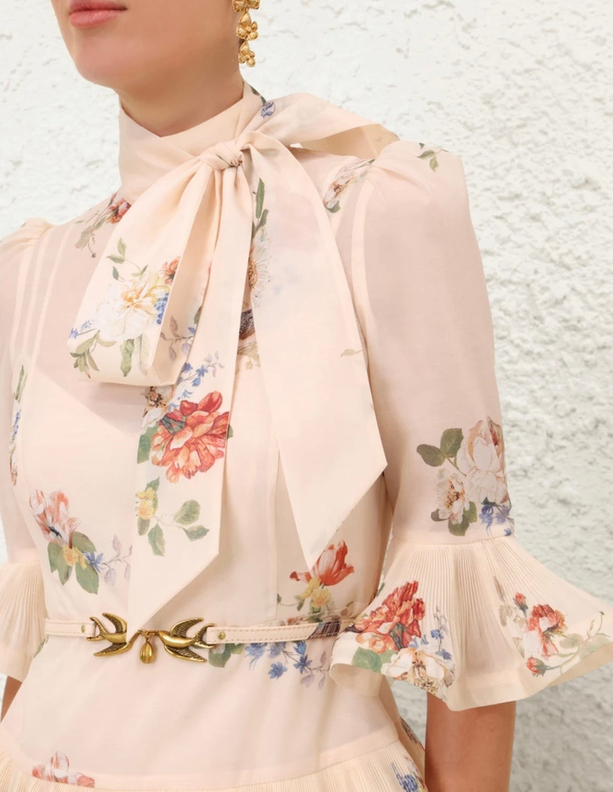 Zimmermann Pleated Sleeved Mini Dress